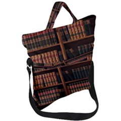 Book Bookshelf Bookcase Library Fold Over Handle Tote Bag
