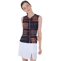 Book Bookshelf Bookcase Library Women s Sleeveless Sports Top by Ravend