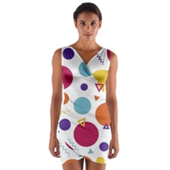 Background Polka Dot Wrap Front Bodycon Dress