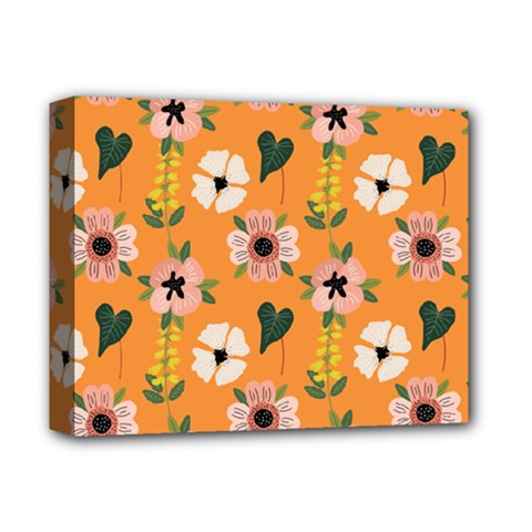 Flower White Pattern Floral Deluxe Canvas 14  X 11  (stretched)