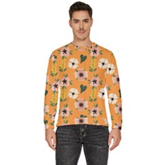 Flower White Pattern Floral Men s Fleece Sweatshirt by Ravend