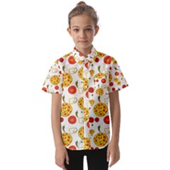 Illustration Pizza Background Vegetable Kids  Short Sleeve Shirt by Ravend