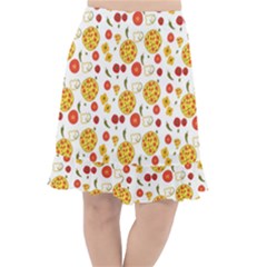 Illustration Pizza Background Vegetable Fishtail Chiffon Skirt