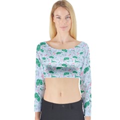 Flower Pattern Wallpaper Seamless Long Sleeve Crop Top by Ravend