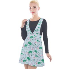 Flower Pattern Wallpaper Seamless Plunge Pinafore Velour Dress