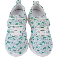 Flower Pattern Wallpaper Seamless Kids  Velcro Strap Shoes