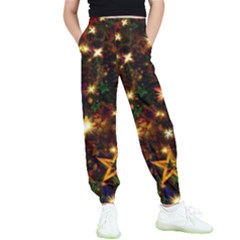 Christmas Xmas Stars Star Advent Background Kids  Elastic Waist Pants