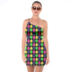 Colorful Mini Hearts One Soulder Bodycon Dress by ConteMonfrey
