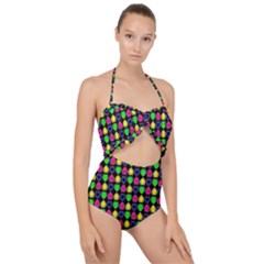 Colorful Mini Hearts Scallop Top Cut Out Swimsuit by ConteMonfrey