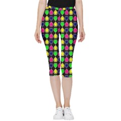 Colorful Mini Hearts Inside Out Lightweight Velour Capri Leggings  by ConteMonfrey