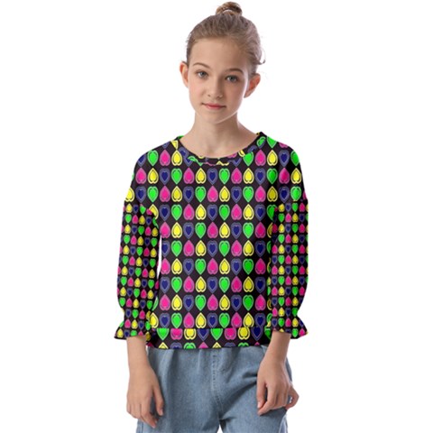 Colorful Mini Hearts Kids  Cuff Sleeve Top by ConteMonfrey