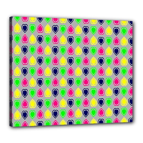 Colorful Mini Hearts Grey Canvas 24  X 20  (stretched) by ConteMonfrey