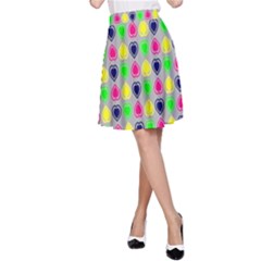 Colorful Mini Hearts Grey A-line Skirt by ConteMonfrey