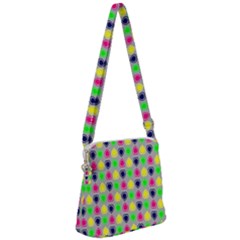 Colorful Mini Hearts Grey Zipper Messenger Bag by ConteMonfrey