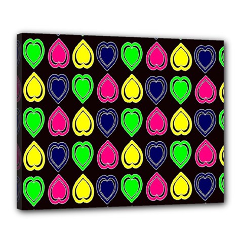 Black Blue Colorful Hearts Canvas 20  X 16  (stretched) by ConteMonfrey