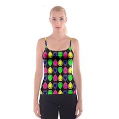 Black Blue Colorful Hearts Spaghetti Strap Top by ConteMonfrey