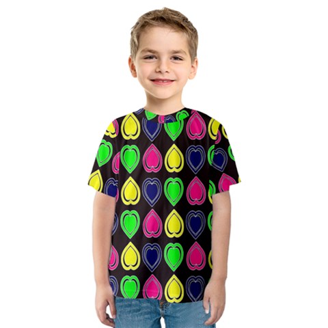 Black Blue Colorful Hearts Kids  Sport Mesh Tee by ConteMonfrey