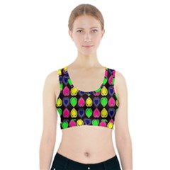 Black Blue Colorful Hearts Sports Bra With Pocket by ConteMonfrey