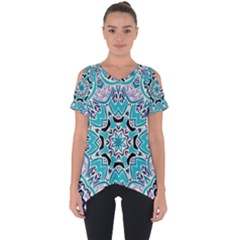 Blue Shades Mandala   Cut Out Side Drop Tee by ConteMonfrey