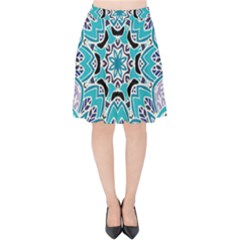 Blue Shades Mandala   Velvet High Waist Skirt