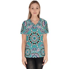 Blue Shades Mandala   Women s V-neck Scrub Top by ConteMonfrey