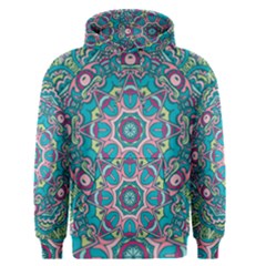 Green, Blue And Pink Mandala  Men s Core Hoodie by ConteMonfrey