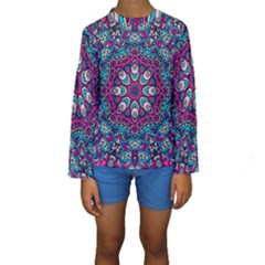 Purple, Blue And Pink Eyes Kids  Long Sleeve Swimwear