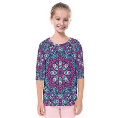 Purple, Blue And Pink Eyes Kids  Quarter Sleeve Raglan Tee