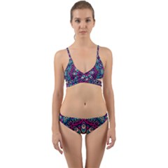 Purple, Blue And Pink Eyes Wrap Around Bikini Set