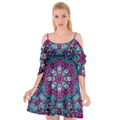 Purple, Blue And Pink Eyes Cutout Spaghetti Strap Chiffon Dress