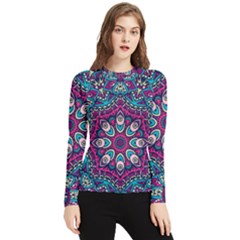 Purple, Blue And Pink Eyes Women s Long Sleeve Rash Guard