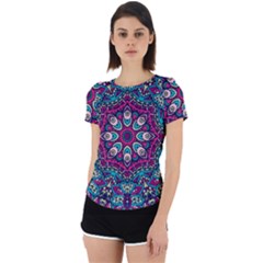 Purple, Blue And Pink Eyes Back Cut Out Sport Tee by ConteMonfrey