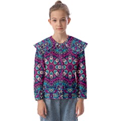 Purple, Blue And Pink Eyes Kids  Peter Pan Collar Blouse