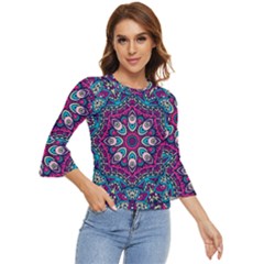 Purple, Blue And Pink Eyes Bell Sleeve Top