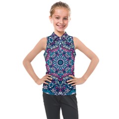 Mandala Flowers  Kids  Sleeveless Polo Tee