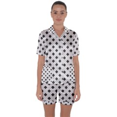 Spades Black And White Satin Short Sleeve Pajamas Set by ConteMonfrey
