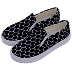 Abstract Beehive Black Kids  Canvas Slip Ons by ConteMonfrey