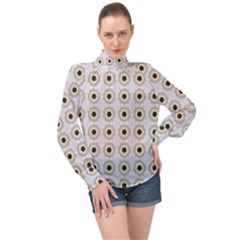 Abstract Blossom High Neck Long Sleeve Chiffon Top by ConteMonfrey