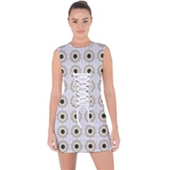 Abstract Blossom Lace Up Front Bodycon Dress by ConteMonfrey