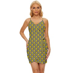 Abstract Beehive Yellow  Wrap Tie Front Dress by ConteMonfrey