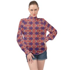 Starfish High Neck Long Sleeve Chiffon Top