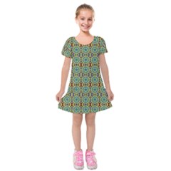 Colorful Sunflowers Kids  Short Sleeve Velvet Dress