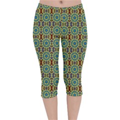 Colorful Sunflowers Velvet Capri Leggings  by ConteMonfrey