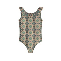 Abstracr Green Caramels Kids  Frill Swimsuit