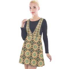 Abstracr Green Caramels Plunge Pinafore Velour Dress