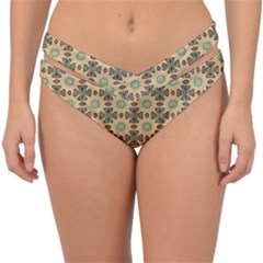 Abstract Green Caramels Double Strap Halter Bikini Bottom