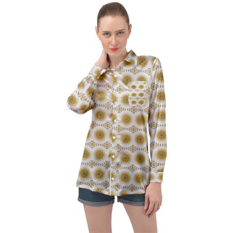 Abstract Petals Long Sleeve Satin Shirt by ConteMonfrey