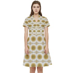 Abstract Petals Short Sleeve Waist Detail Dress by ConteMonfrey