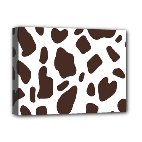 Cow Spots Brown White Deluxe Canvas 16  X 12  (stretched)  by ConteMonfrey