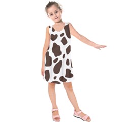 Cow Spots Brown White Kids  Sleeveless Dress by ConteMonfrey